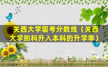 关西大学留考分数线（关西大学别科升入本科的升学率）