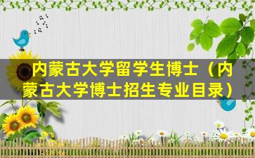 内蒙古大学留学生博士（内蒙古大学博士招生专业目录）