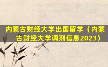 内蒙古财经大学出国留学（内蒙古财经大学调剂信息2023）