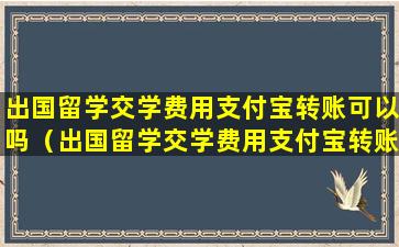 出国留学交学费用支付宝转账可以吗（出国留学交学费用支付宝转账可以吗现在）