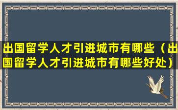 出国留学人才引进城市有哪些（出国留学人才引进城市有哪些好处）