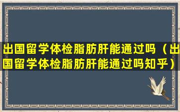 出国留学体检脂肪肝能通过吗（出国留学体检脂肪肝能通过吗知乎）