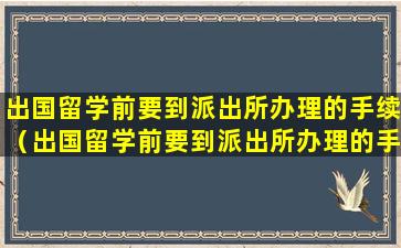 出国留学前要到派出所办理的手续（出国留学前要到派出所办理的手续有哪些）