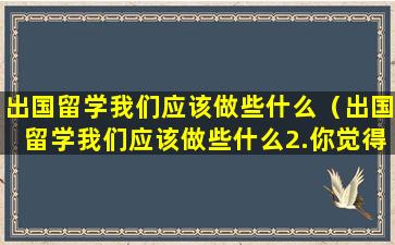 出国留学我们应该做些什么（出国留学我们应该做些什么2.你觉得怎么样）