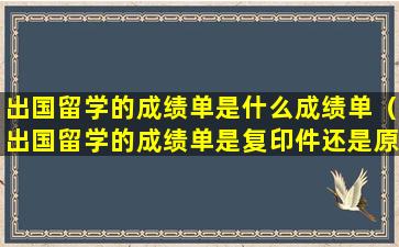 出国留学的成绩单是什么成绩单（出国留学的成绩单是复印件还是原件）