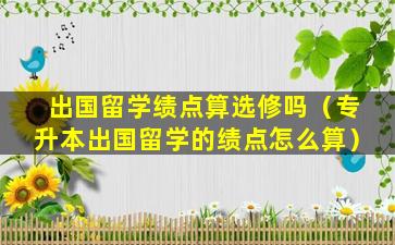 出国留学绩点算选修吗（专升本出国留学的绩点怎么算）
