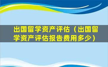 出国留学资产评估（出国留学资产评估报告费用多少）