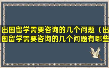 出国留学需要咨询的几个问题（出国留学需要咨询的几个问题有哪些）