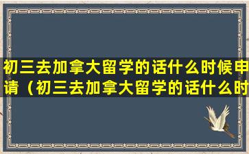 初三去加拿大留学的话什么时候申请（初三去加拿大留学的话什么时候申请签证）