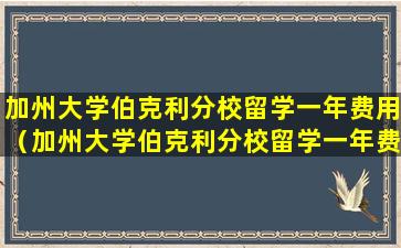 加州大学伯克利分校留学一年费用（加州大学伯克利分校留学一年费用大概多少）
