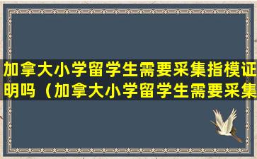 加拿大小学留学生需要采集指模证明吗（加拿大小学留学生需要采集指模证明吗现在）