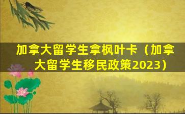 加拿大留学生拿枫叶卡（加拿大留学生移民政策2023）