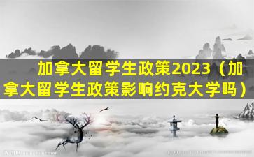 加拿大留学生政策2023（加拿大留学生政策影响约克大学吗）