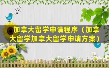 加拿大留学申请程序（加拿大留学加拿大留学申请方案）