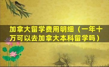 加拿大留学费用明细（一年十万可以去加拿大本科留学吗）