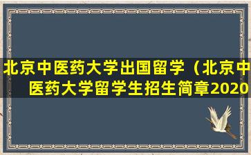 北京中医药大学出国留学（北京中医药大学留学生招生简章2020）