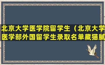 北京大学医学院留学生（北京大学医学部外国留学生录取名单藏猫腻）