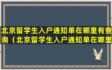 北京留学生入户通知单在哪里有查询（北京留学生入户通知单在哪里有查询记录）