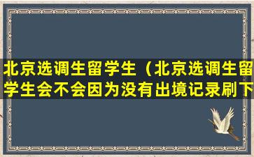 北京选调生留学生（北京选调生留学生会不会因为没有出境记录刷下来）