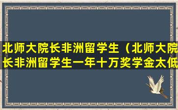 北师大院长非洲留学生（北师大院长非洲留学生一年十万奖学金太低了）