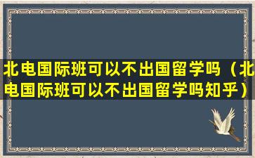 北电国际班可以不出国留学吗（北电国际班可以不出国留学吗知乎）