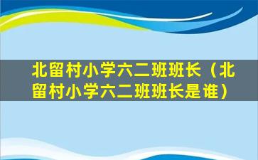 北留村小学六二班班长（北留村小学六二班班长是谁）