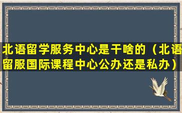 北语留学服务中心是干啥的（北语留服国际课程中心公办还是私办）