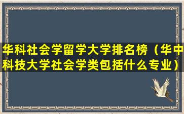 华科社会学留学大学排名榜（华中科技大学社会学类包括什么专业）