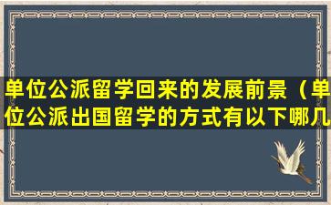 单位公派留学回来的发展前景（单位公派出国留学的方式有以下哪几种）