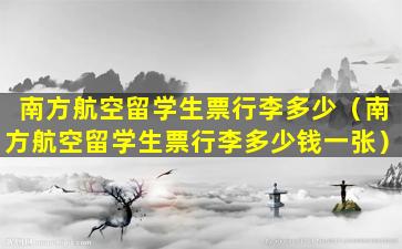 南方航空留学生票行李多少（南方航空留学生票行李多少钱一张）