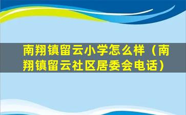 南翔镇留云小学怎么样（南翔镇留云社区居委会电话）