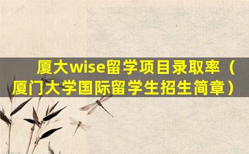 厦大wise留学项目录取率（厦门大学国际留学生招生简章）