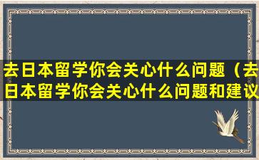 去日本留学你会关心什么问题（去日本留学你会关心什么问题和建议）