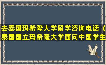 去泰国玛希隆大学留学咨询电话（泰国国立玛希隆大学面向中国学生招生考试在昆明开考）