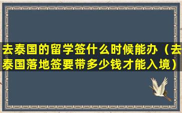 去泰国的留学签什么时候能办（去泰国落地签要带多少钱才能入境）