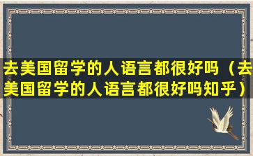 去美国留学的人语言都很好吗（去美国留学的人语言都很好吗知乎）