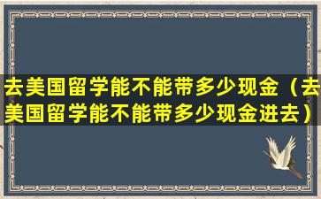 去美国留学能不能带多少现金（去美国留学能不能带多少现金进去）