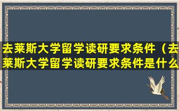 去莱斯大学留学读研要求条件（去莱斯大学留学读研要求条件是什么）