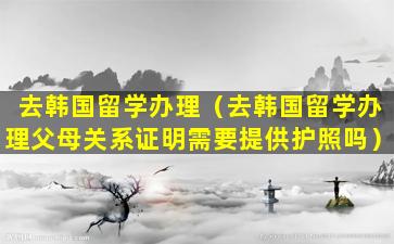 去韩国留学办理（去韩国留学办理父母关系证明需要提供护照吗）