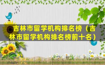 吉林市留学机构排名榜（吉林市留学机构排名榜前十名）