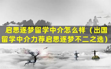 启思逐梦留学中介怎么样（出国留学中介力荐启思逐梦不二之选）