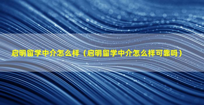 启明留学中介怎么样（启明留学中介怎么样可靠吗）