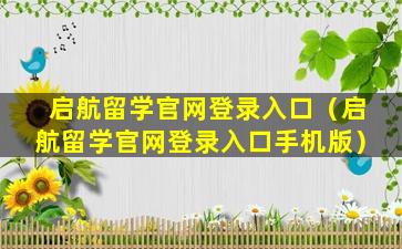 启航留学官网登录入口（启航留学官网登录入口手机版）