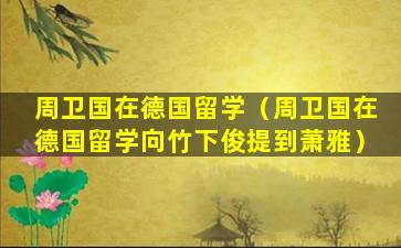 周卫国在德国留学（周卫国在德国留学向竹下俊提到萧雅）
