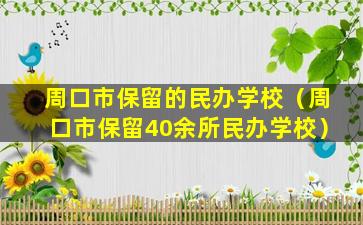 周口市保留的民办学校（周口市保留40余所民办学校）