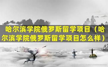 哈尔滨学院俄罗斯留学项目（哈尔滨学院俄罗斯留学项目怎么样）