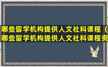 哪些留学机构提供人文社科课程（哪些留学机构提供人文社科课程资源）