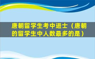 唐朝留学生考中进士（唐朝的留学生中人数最多的是）