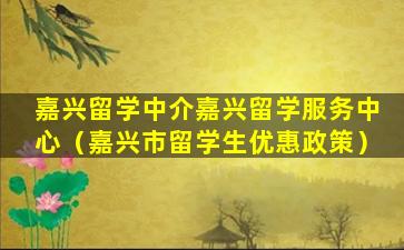 嘉兴留学中介嘉兴留学服务中心（嘉兴市留学生优惠政策）