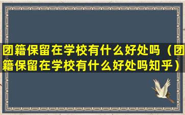 团籍保留在学校有什么好处吗（团籍保留在学校有什么好处吗知乎）